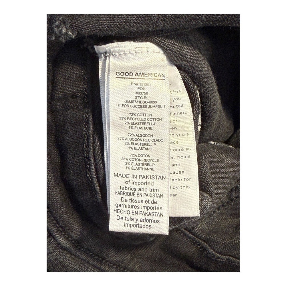 Black Short-Sleeve Denim Jumpsuit - Picture 4 of 7